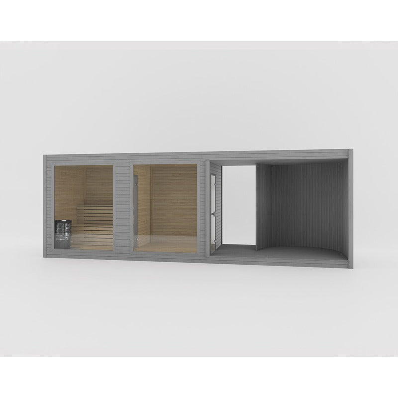 Tauras Balance modular sauna from Celsium in stylish gray with generous room layout